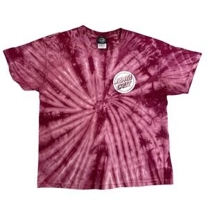 Santa Cruz Tie Dye T Shirt Women's Medium Screaming Hand Skateboard Graphic Tee